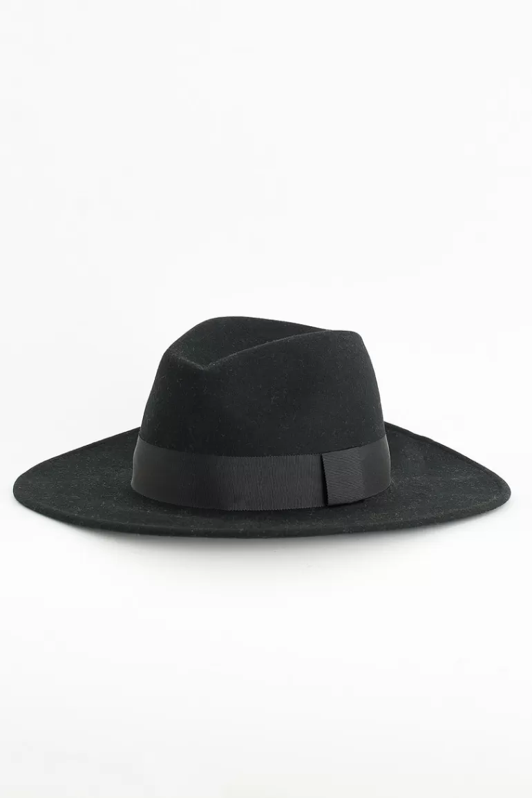 Women Olive Clothing Aki Felt Fedora, Black