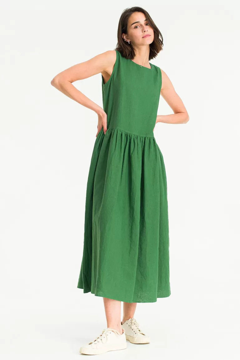 Women Olive Clothing Anastasia Oversize Linen Dress, Green