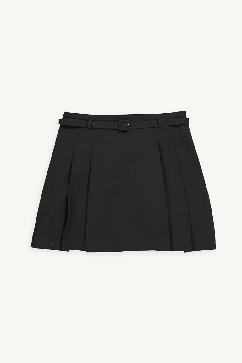 Women Olive Clothing Ann Belted Pleated Mini Skirt, Black