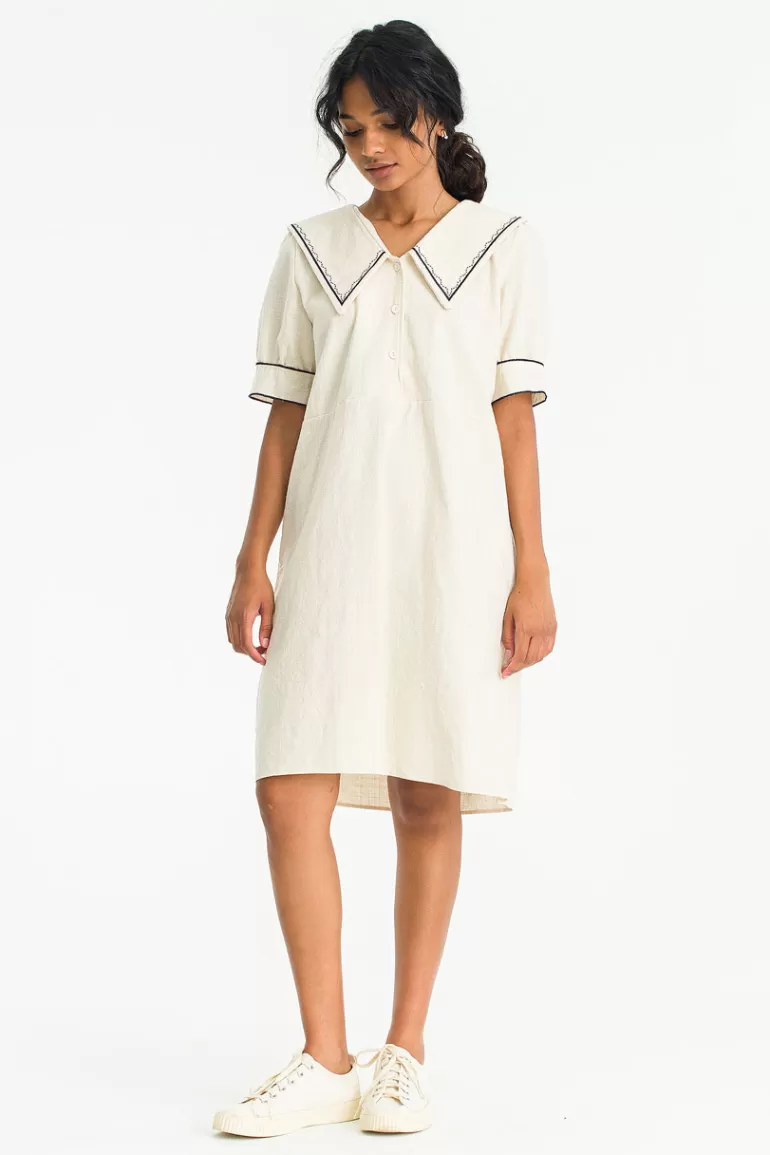 Women Olive Clothing Anna Sailor Dress, Cream