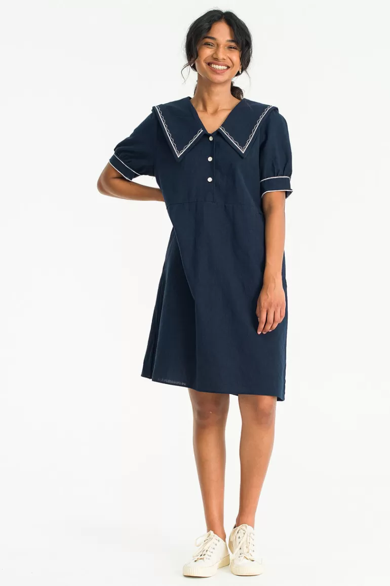 Women Olive Clothing Anna Sailor Dress, Navy