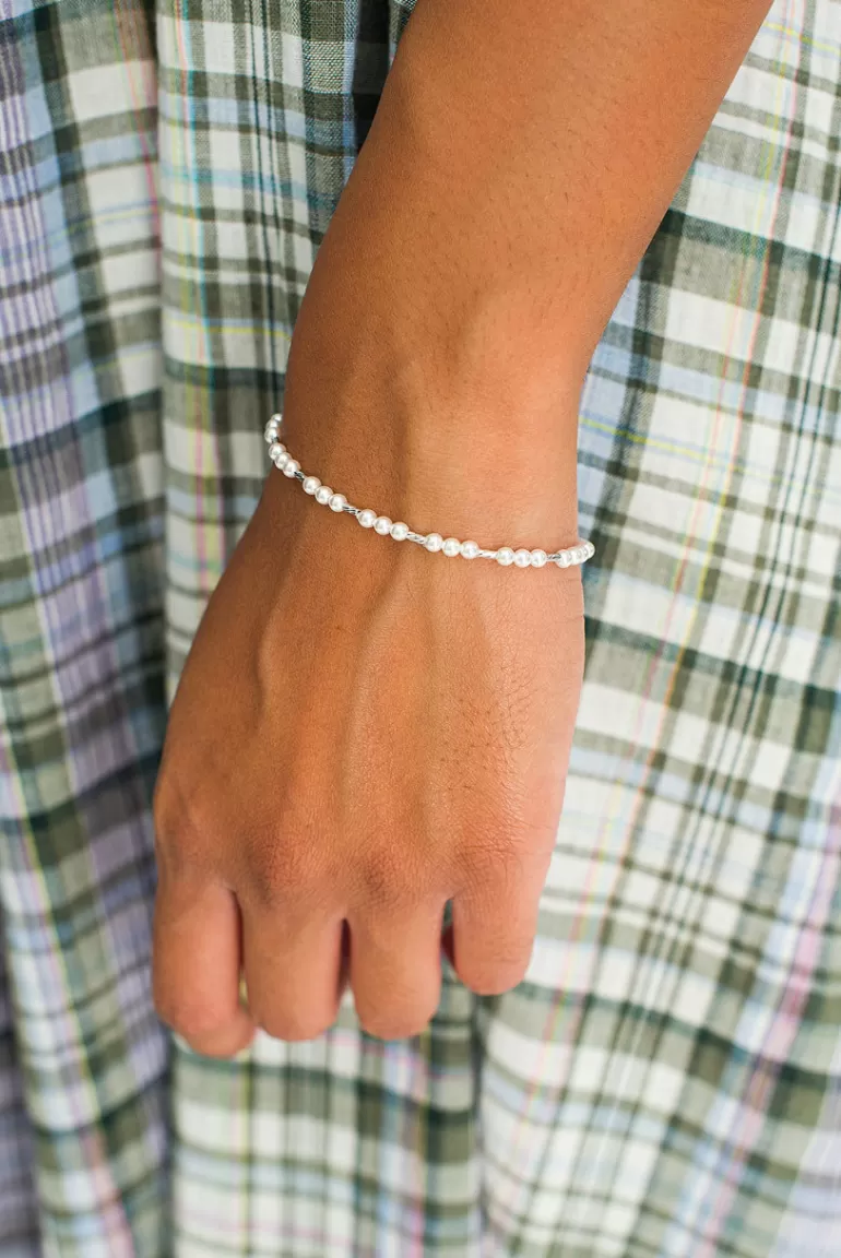 Women Olive Clothing Annabelle Tiny Pearl Bracelet, Sterling Silver