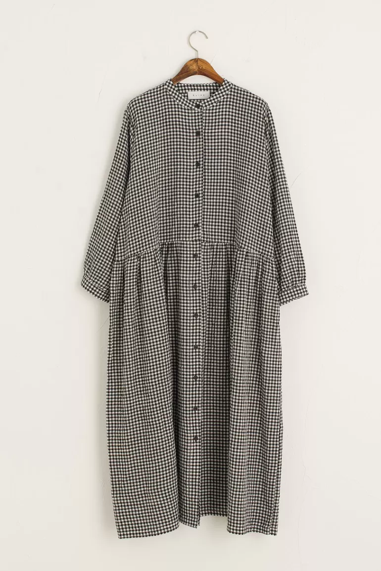 Women Olive Clothing Annie Gingham Dress, Black