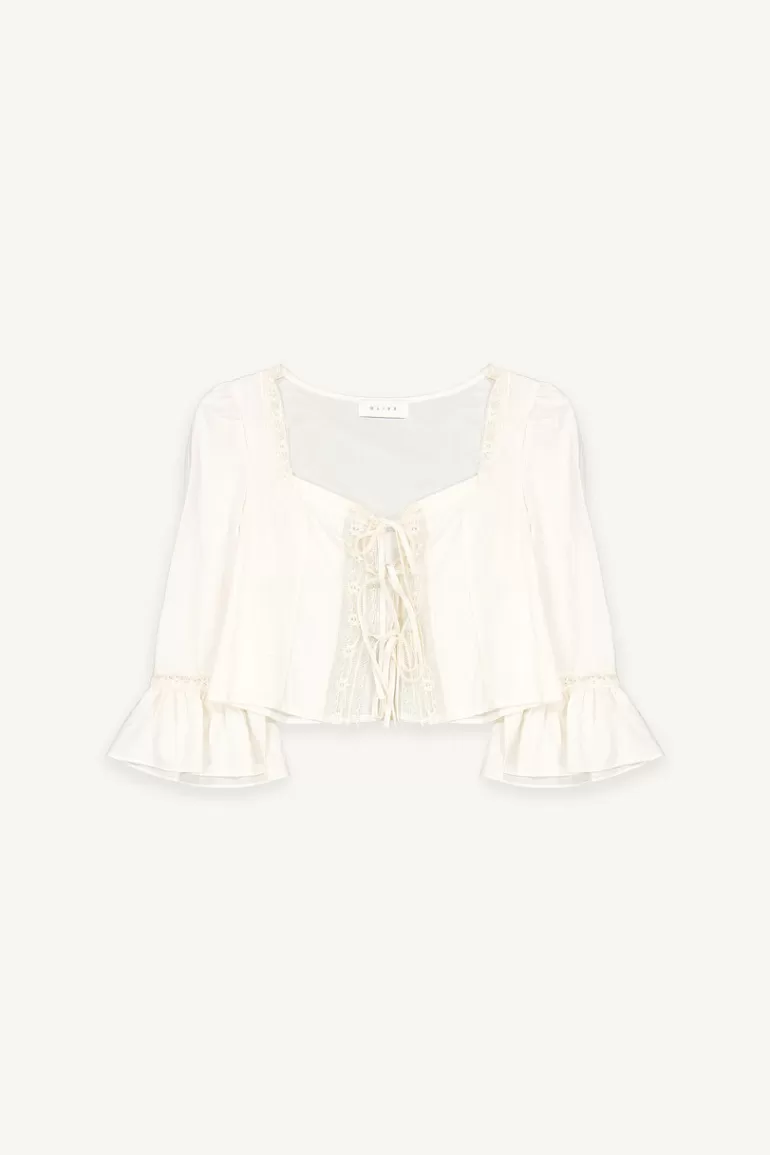 Women Olive Clothing Antique Open Blouse, Ivory