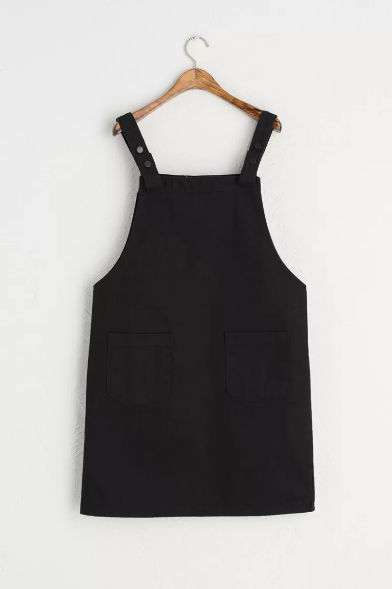 Women Olive Clothing Apron Dress, Black