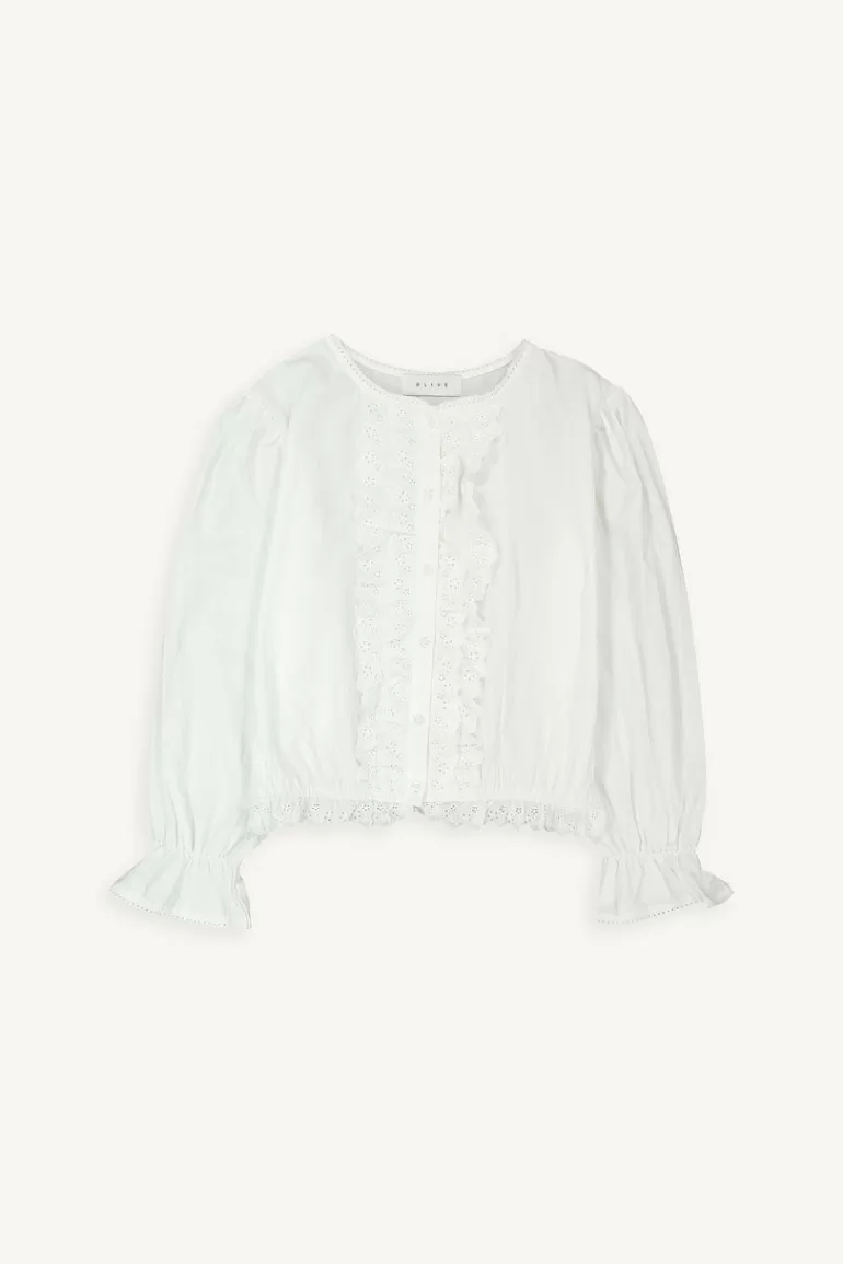 Women Olive Clothing Asa Lace Blouse, Ivory