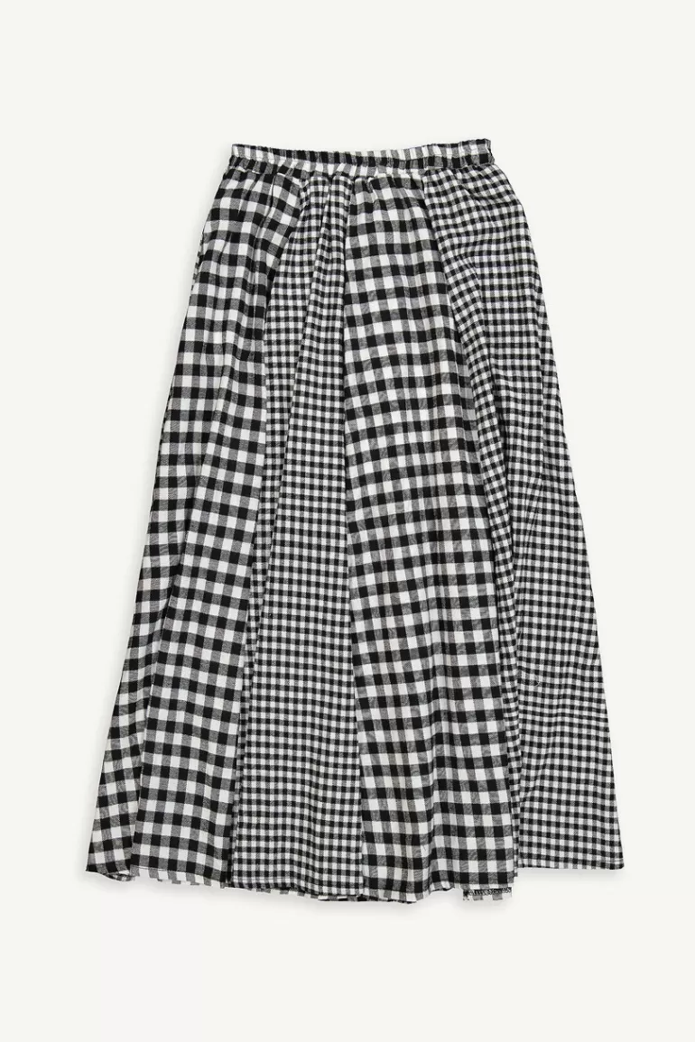 Women Olive Clothing Asami Gingham Mix Skirt, Black