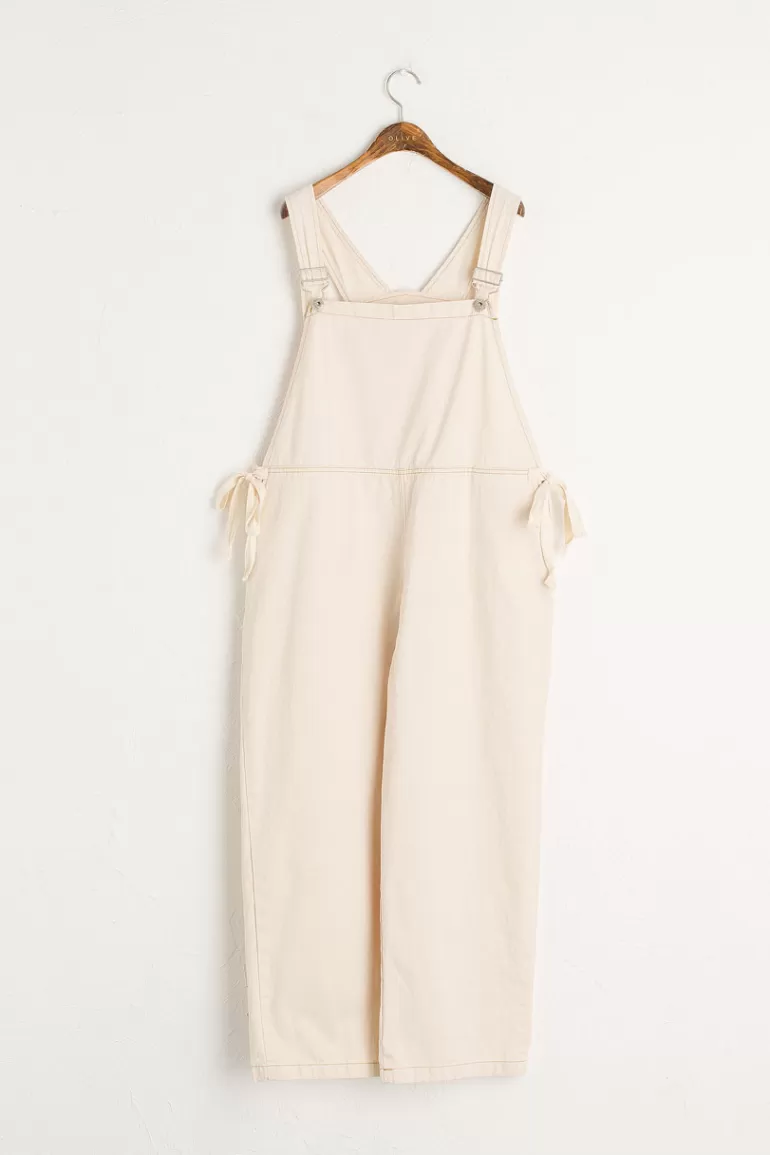 Women Olive Clothing Asuka Twin Ribbon Dungaree, Ivory