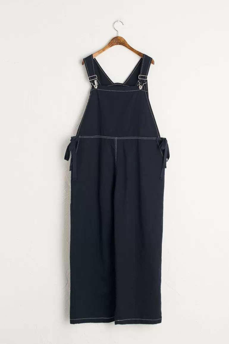 Women Olive Clothing Asuka Twin Ribbon Dungaree, Navy