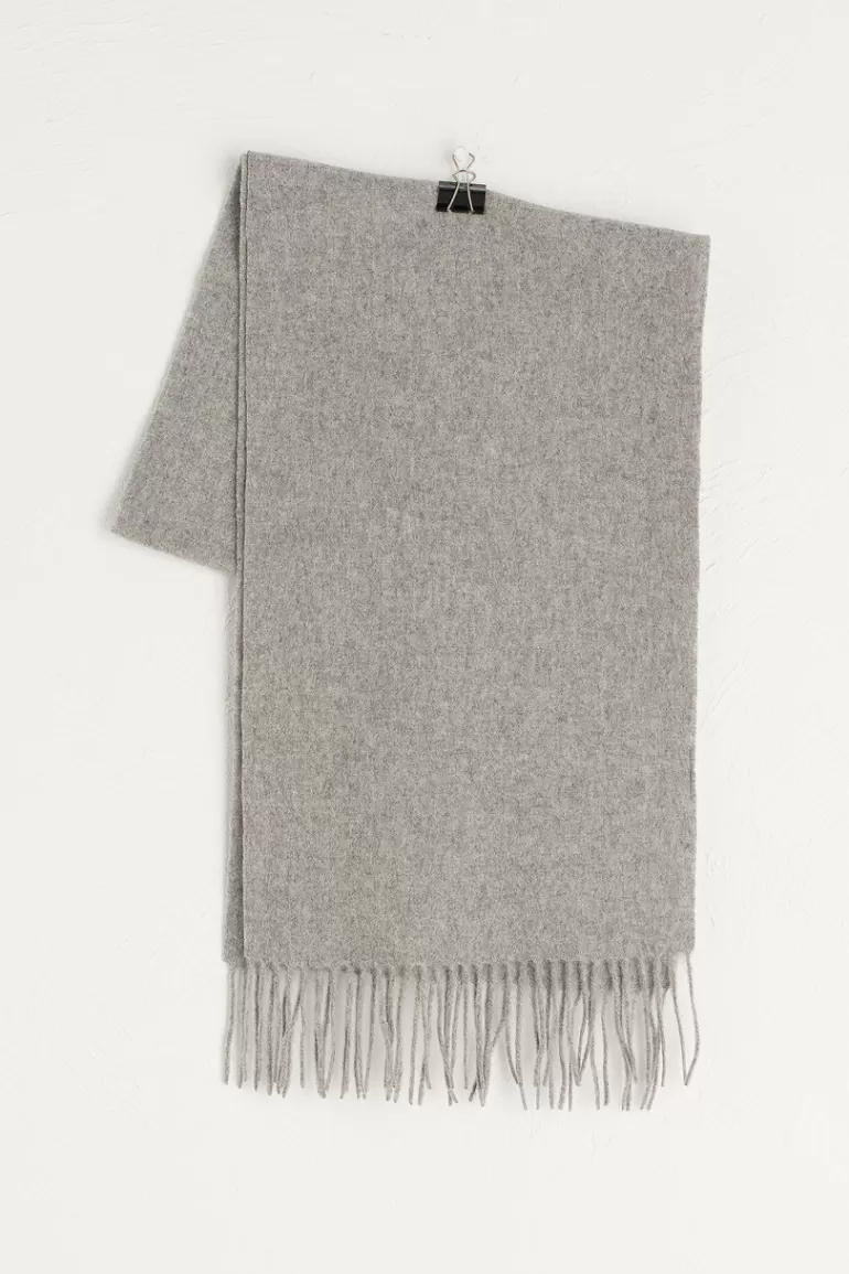 Women Olive Clothing A/W Mini Wool Scarf, Light Grey