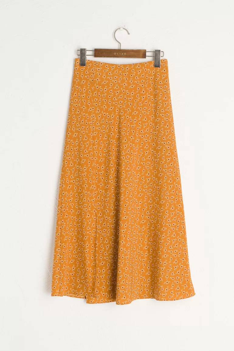 Women Olive Clothing Ayaka Sunflower Skirt, Butterscotch