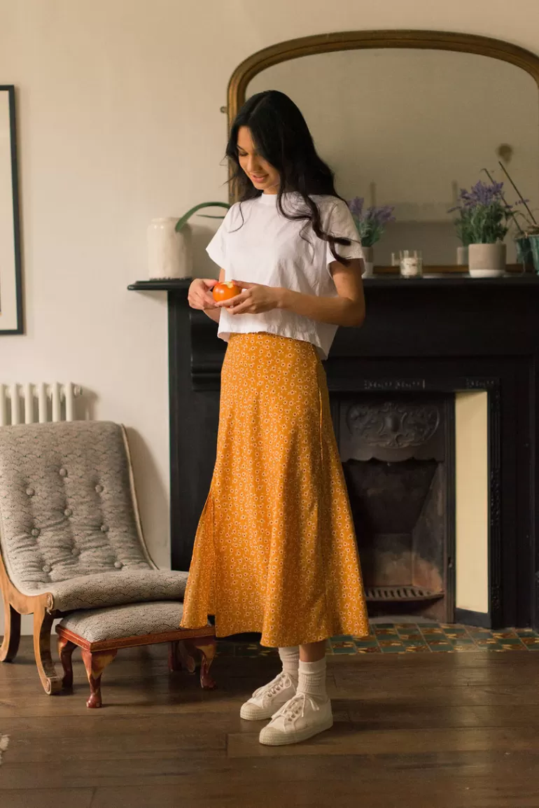 Women Olive Clothing Ayaka Sunflower Skirt, Butterscotch