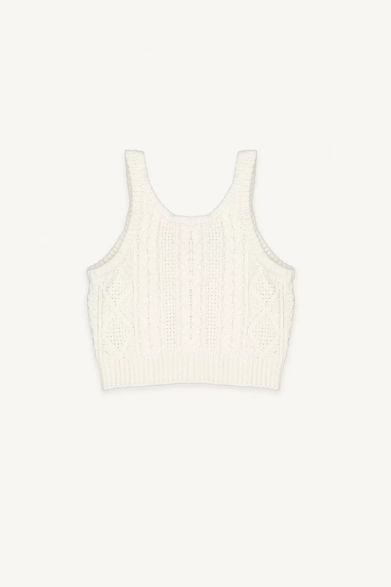 Women Olive Clothing Back Ribbon Vest, Ivory