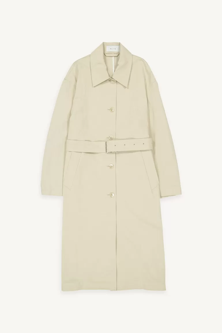 Women Olive Clothing Balmacaan Cotton Coat, Beige