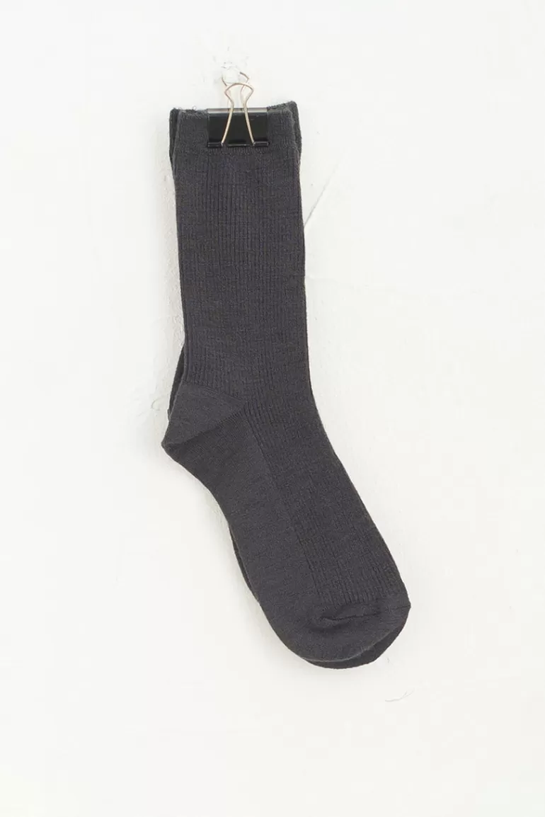 Women Olive Clothing Basic Wool Mix Socks, Dark Grey