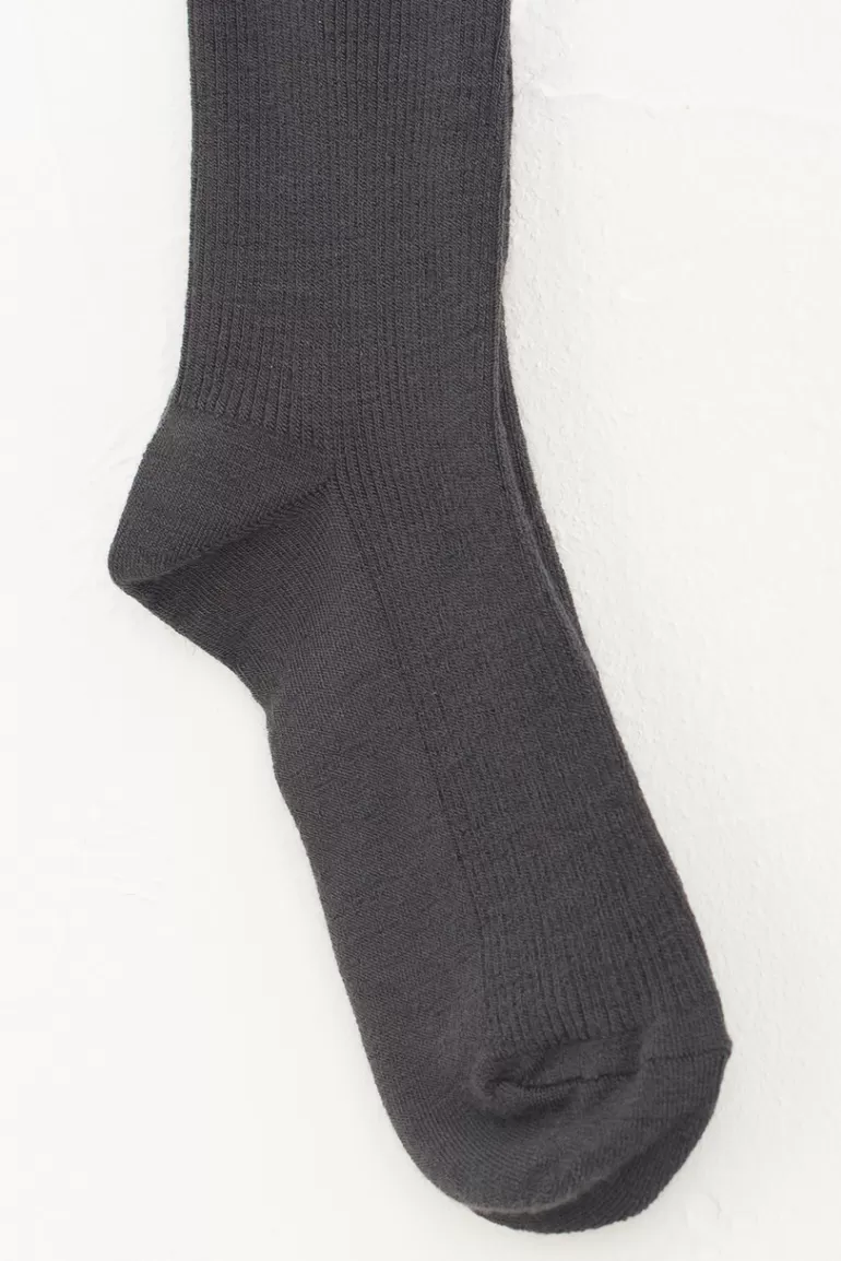 Women Olive Clothing Basic Wool Mix Socks, Dark Grey