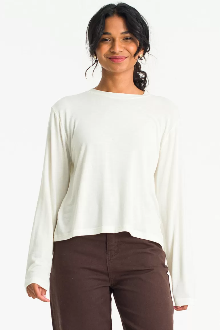 Women Olive Clothing Becca Long Sleeve Tee, Cream