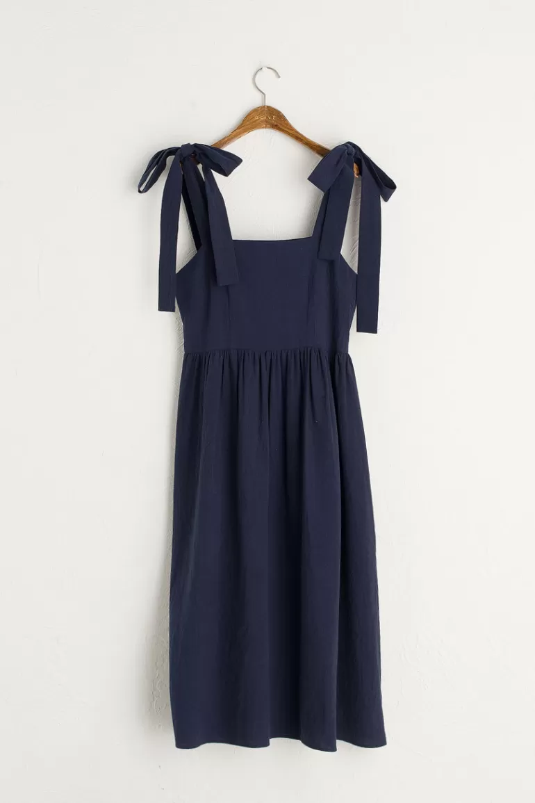 Women Olive Clothing Belle Ribbon Dress, Navy