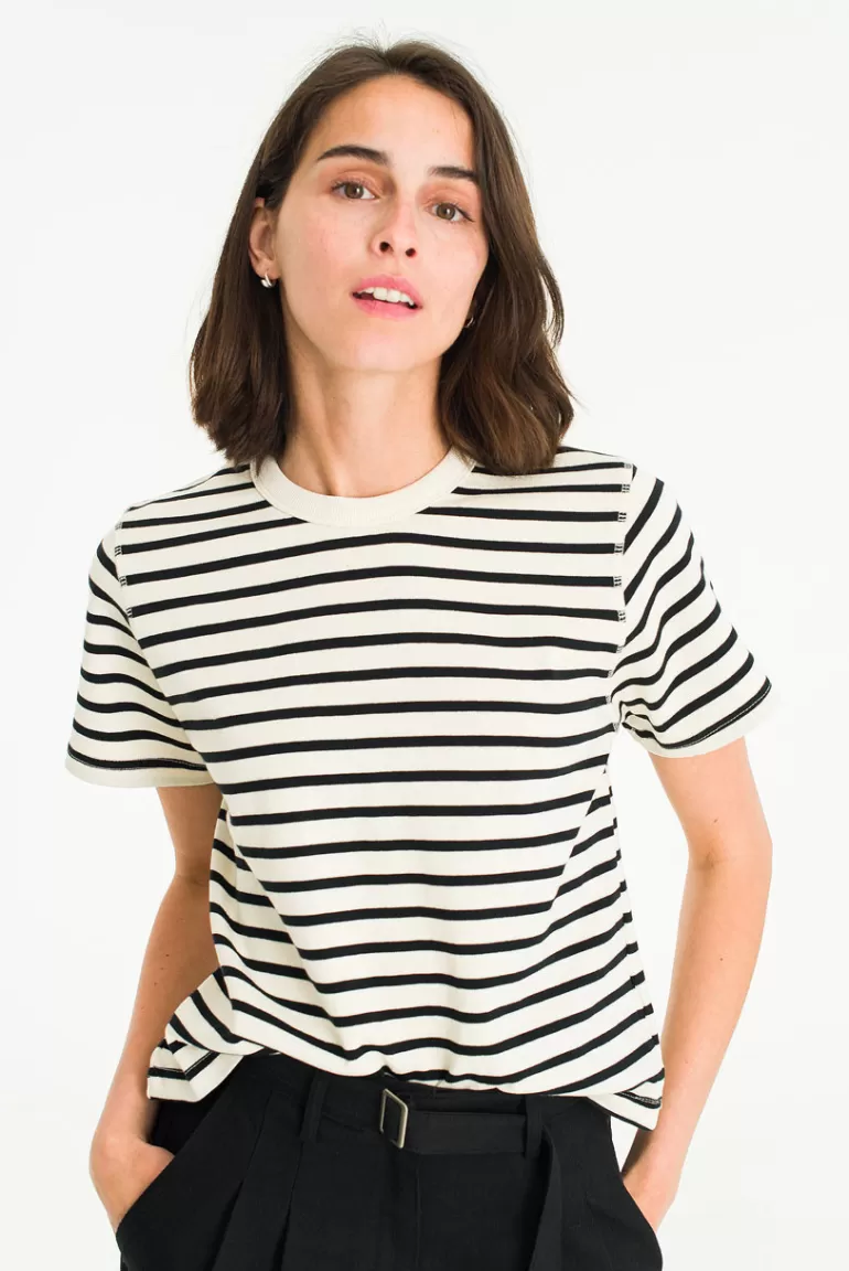 Women Olive Clothing Bold Stripe Tee, Black