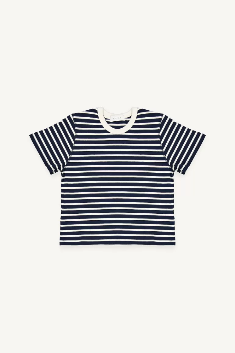 Women Olive Clothing Bold Stripe Tee, Navy