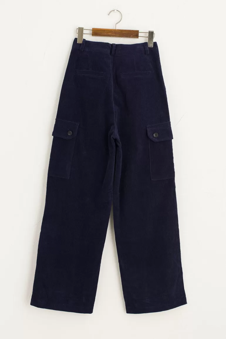 Women Olive Clothing Boxy Cargo Cord Pants, Navy