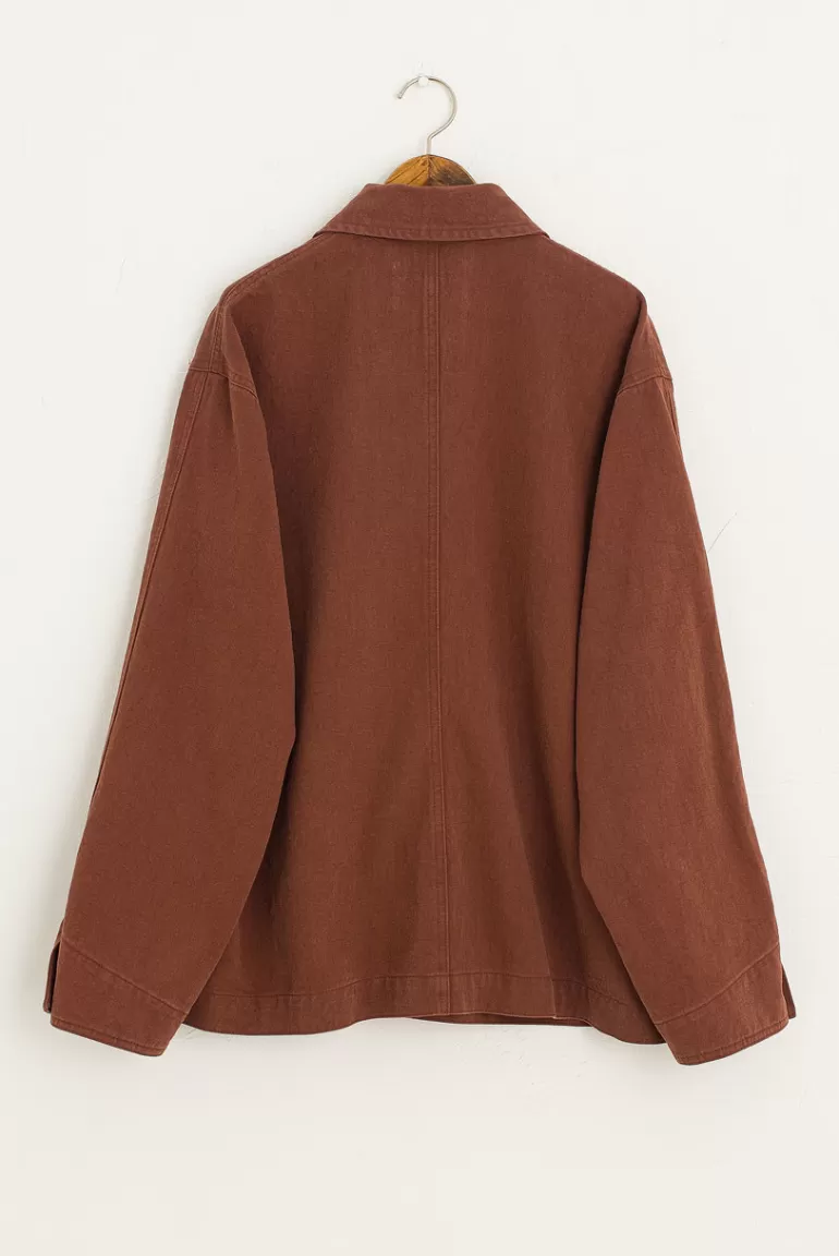 Women Olive Clothing Boxy Cotton Field Jacket, Cinnamon