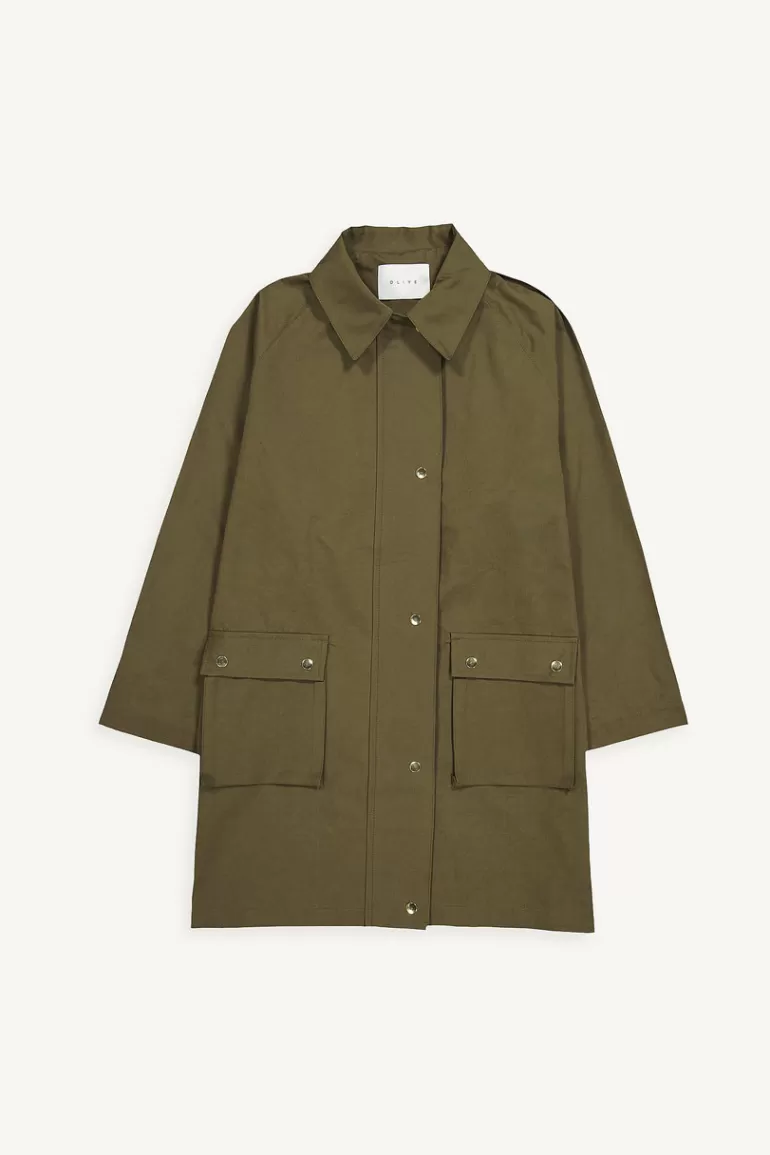 Women Olive Clothing Boxy Pocket Field Jacket, Khaki