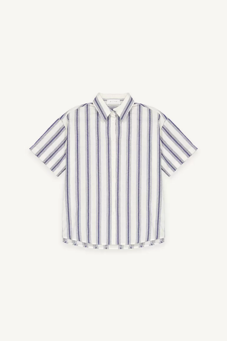 Women Olive Clothing Boxy Stripe Shirt, Blue