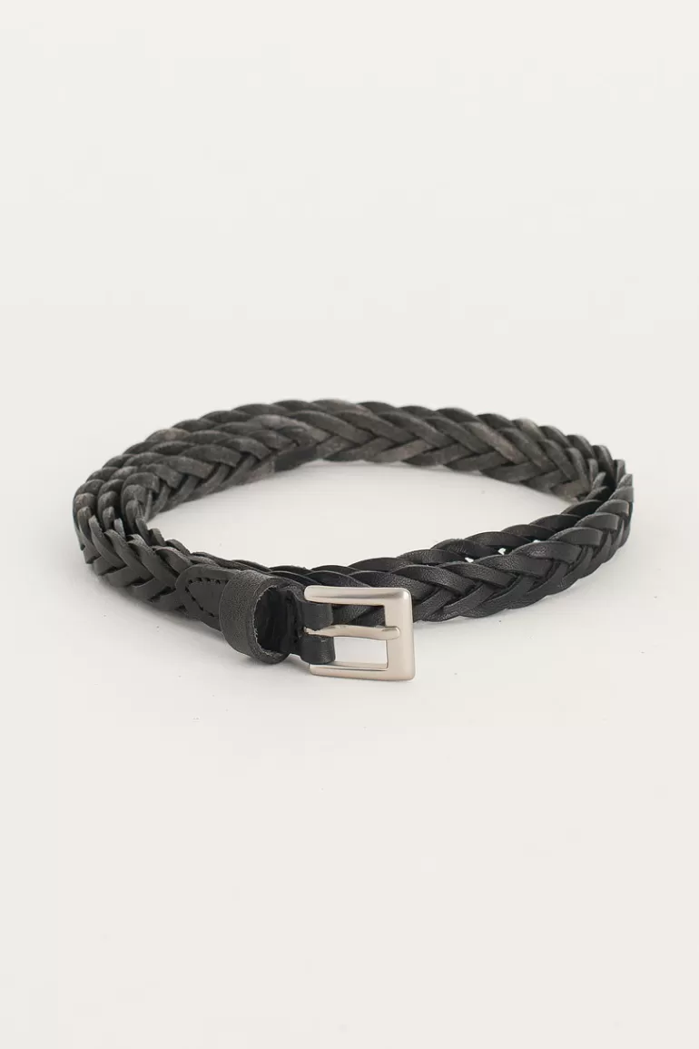 Women Olive Clothing Cable Skinny Belt, Black