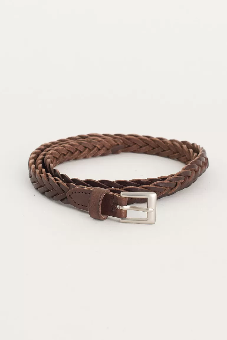 Women Olive Clothing Cable Skinny Belt, Brown