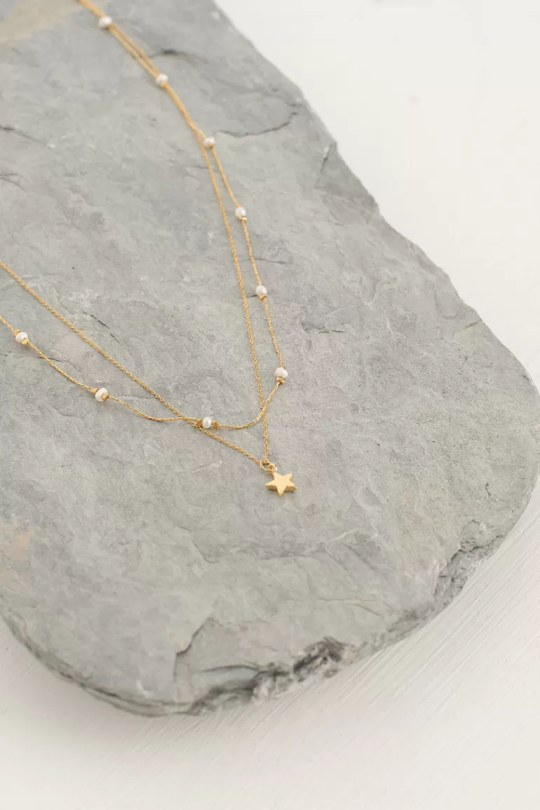 Women Olive Clothing Canopus Constellation Necklace, Gold Plated