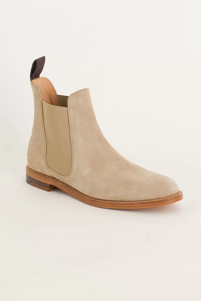 Women Olive Clothing Chelsea Boot (Made In England), Sand Suede