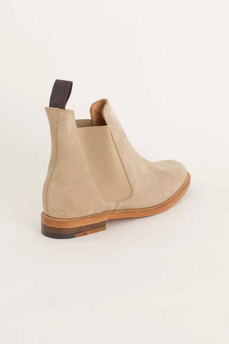 Women Olive Clothing Chelsea Boot (Made In England), Sand Suede