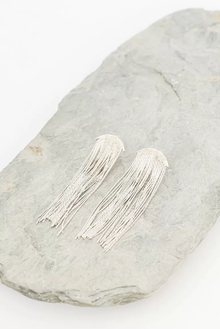 Women Olive Clothing Cleo Waterfall Earrings, Silver Plated