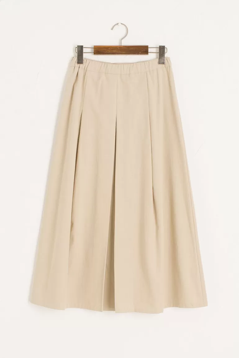 Women Olive Clothing Comma Pleated Mid Skirt, Beige