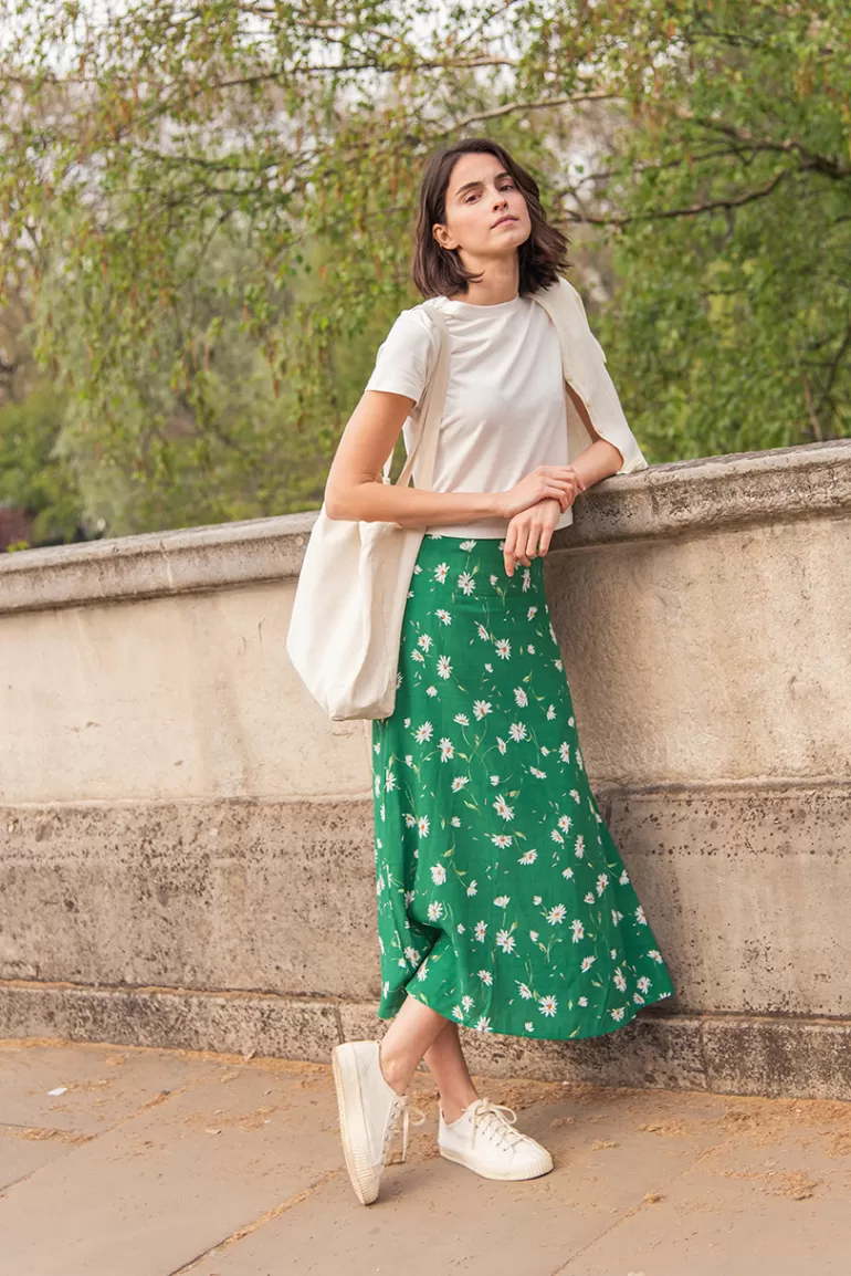 Women Olive Clothing Cosmos Long Skirt, Green