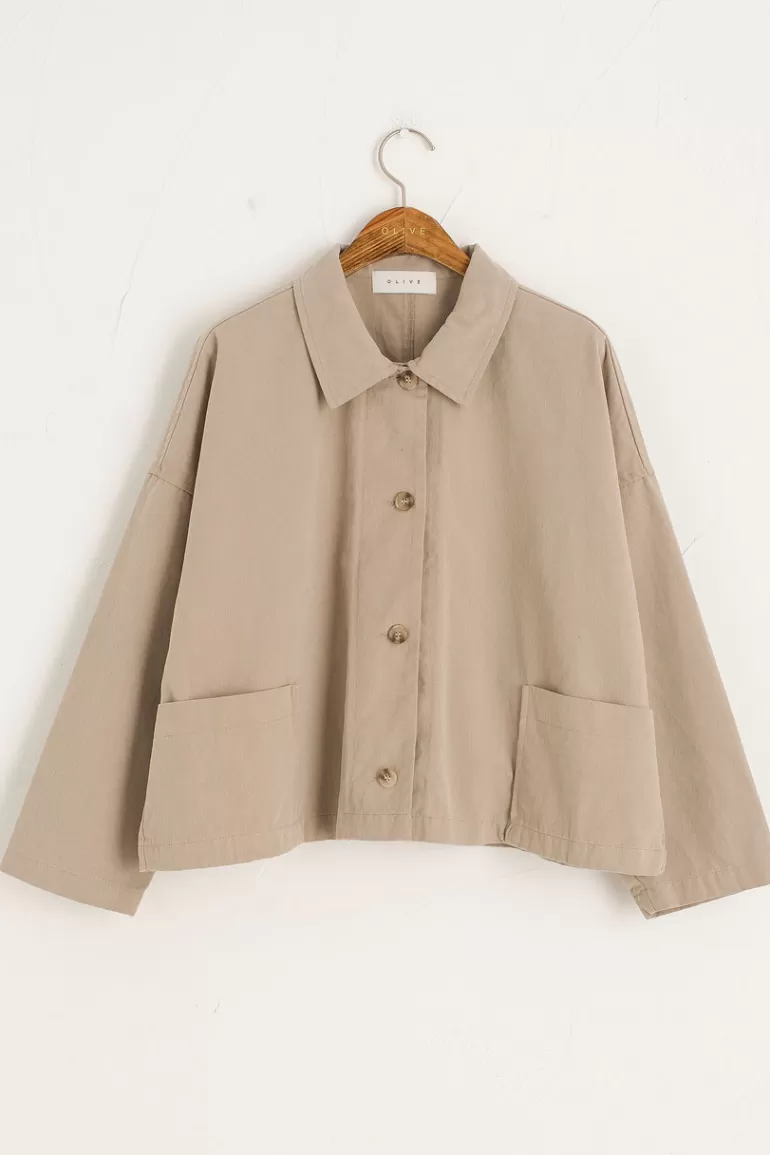 Women Olive Clothing Cotton Workwear Jacket, Beige