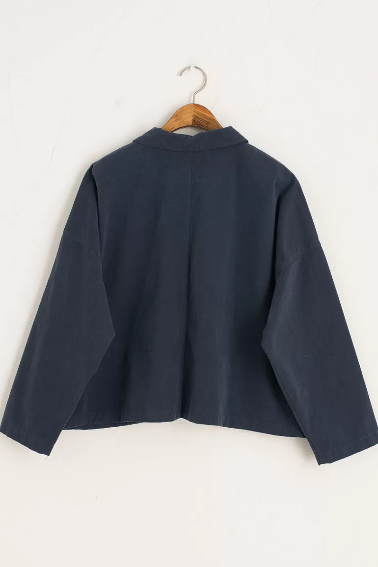 Women Olive Clothing Cotton Workwear Jacket, Navy