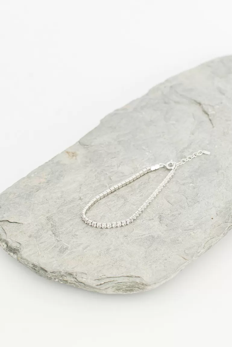 Women Olive Clothing Crystal Line Bracelet, Sterling Silver