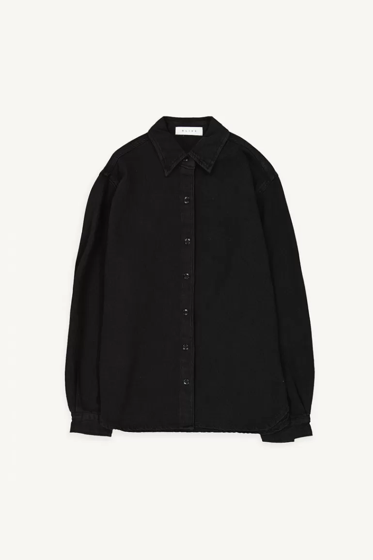 Women Olive Clothing Daily Denim Shirt, Black