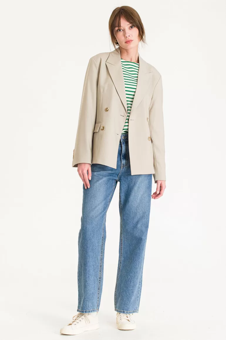 Women Olive Clothing Dana Double Buttoned Jacket, Beige