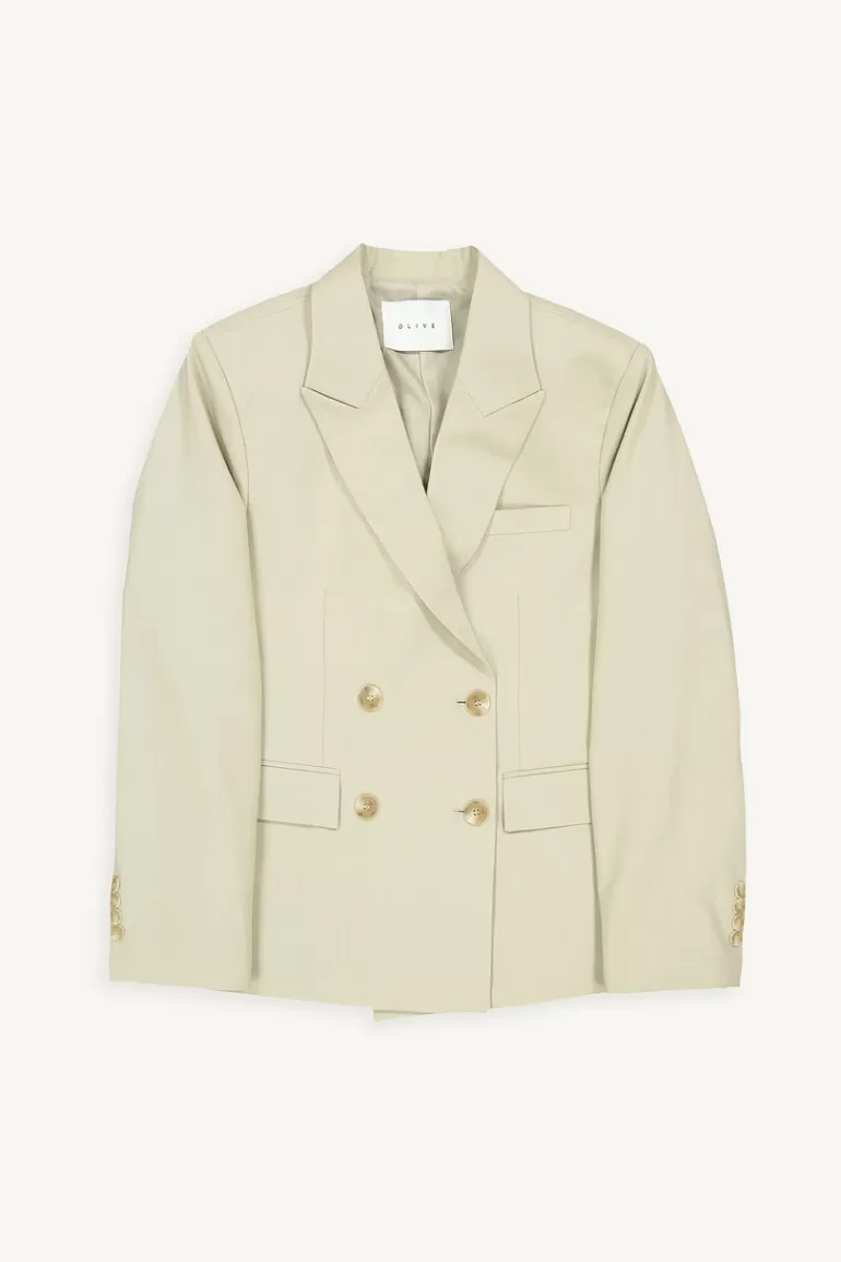 Women Olive Clothing Dana Double Buttoned Jacket, Beige