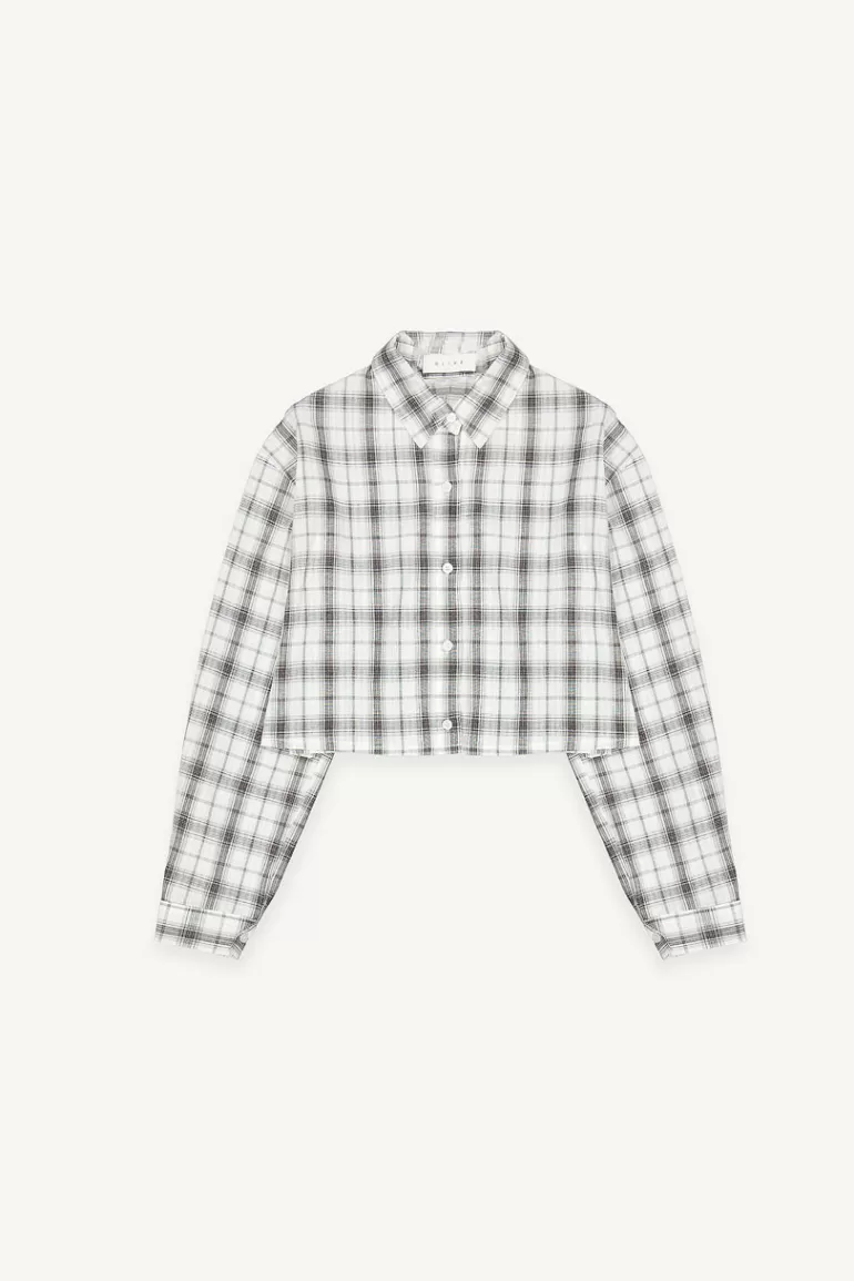 Women Olive Clothing Darcie Check Shirt, Ivory