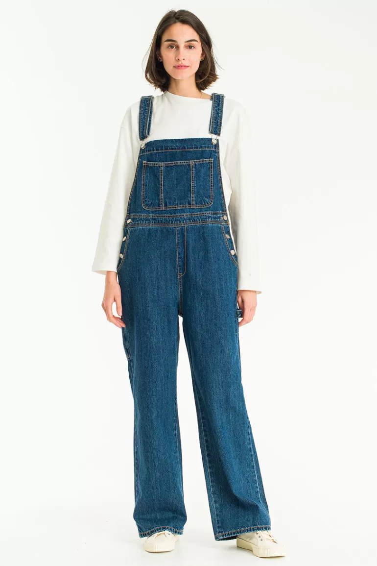 Women Olive Clothing Denim Workwear Dungaree, Blue