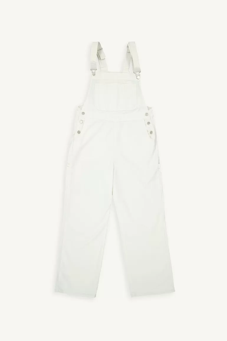 Women Olive Clothing Denim Workwear Dungaree, Ivory