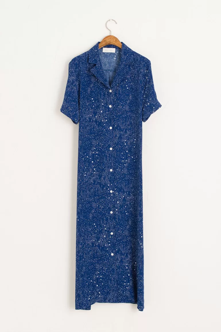 Women Olive Clothing Dotty Maxi Dress, Blue