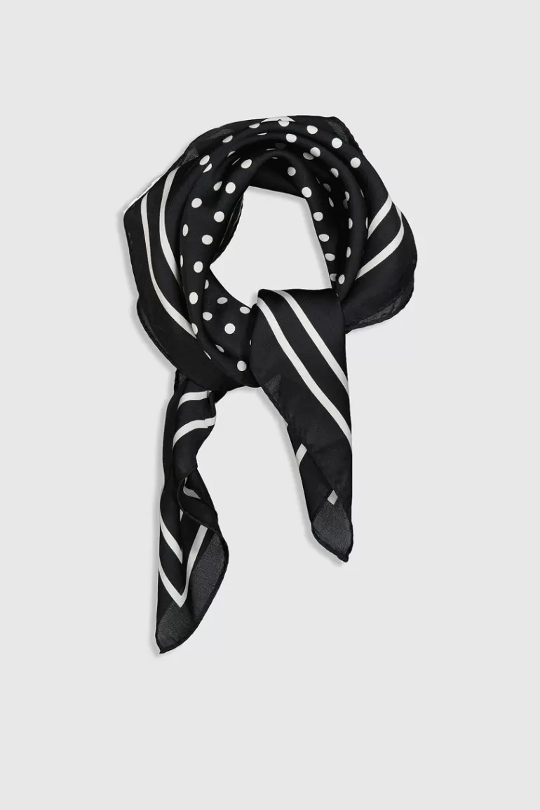 Women Olive Clothing Dotty Mini Scarf, Black