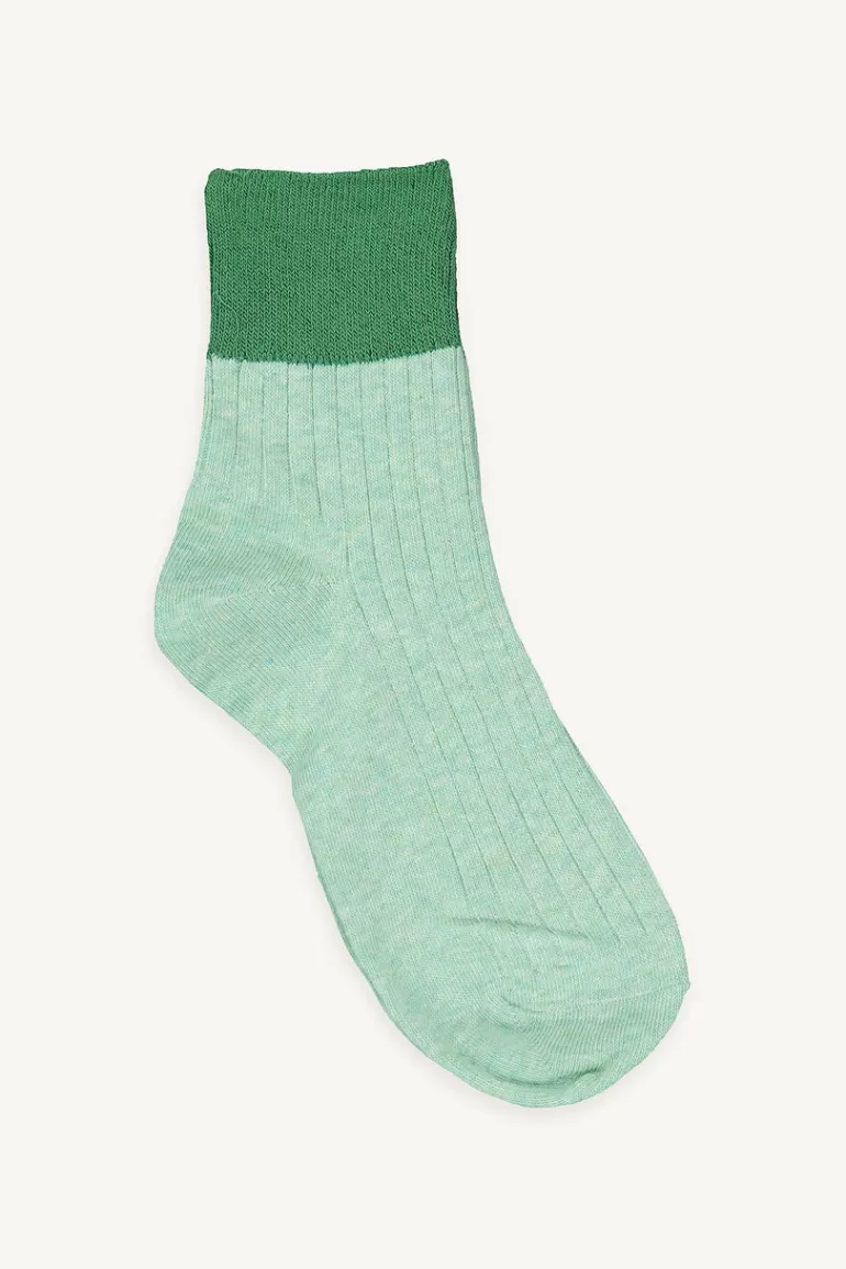 Women Olive Clothing Easy Two-Tone Daily Socks, Emerald/Green