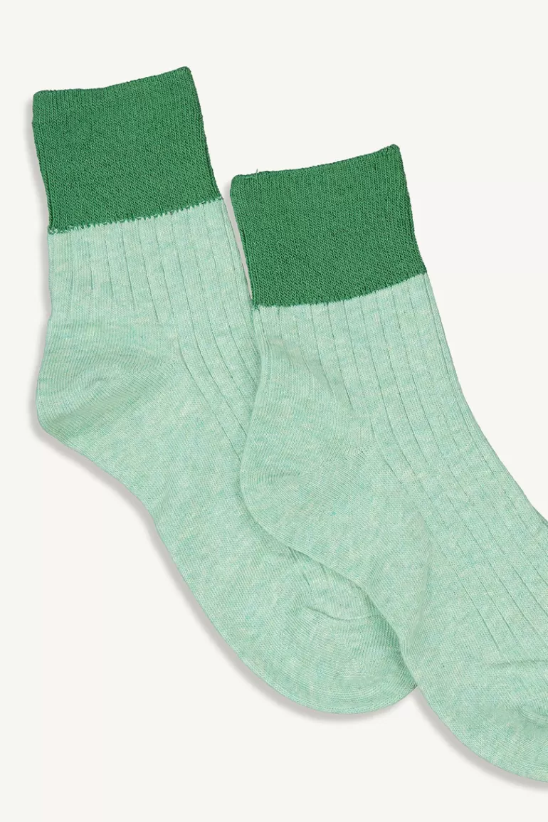 Women Olive Clothing Easy Two-Tone Daily Socks, Emerald/Green