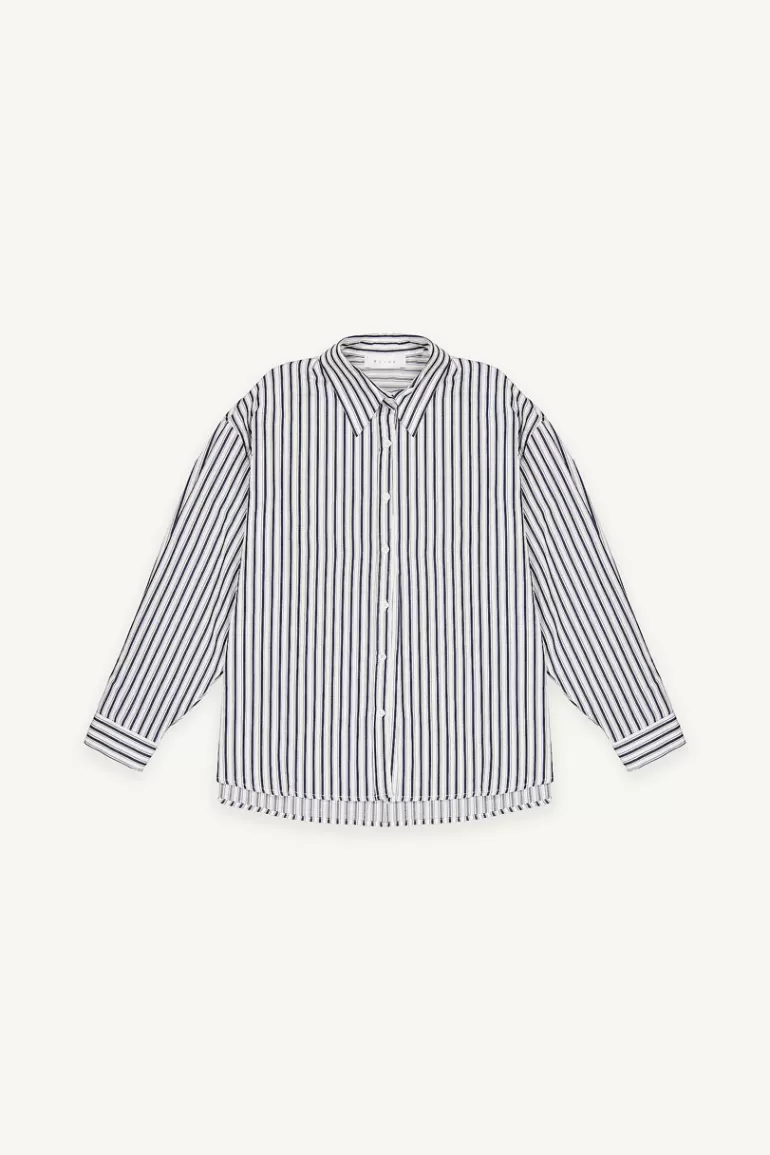 Women Olive Clothing Elena Stripe Shirt, Navy